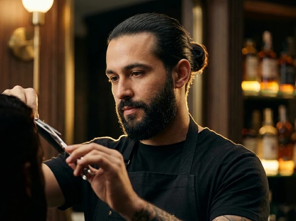 Barbeiro trabalhando na Barbearia Tramontta; convite para trabalhar conosco em Joinville